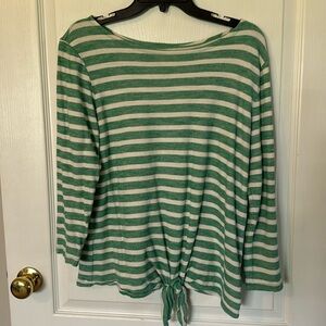 Green & White striped boat neck